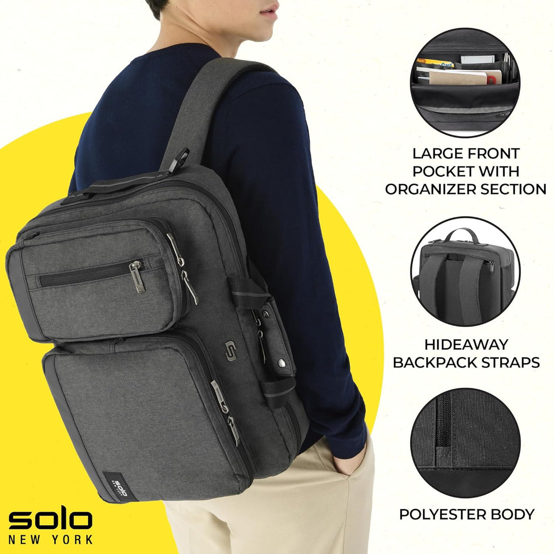 SOLO Duane 15,6 Zoll Laptop Hybrid Aktentasche, umwandelt sich zum Rucksack Grau, Grau