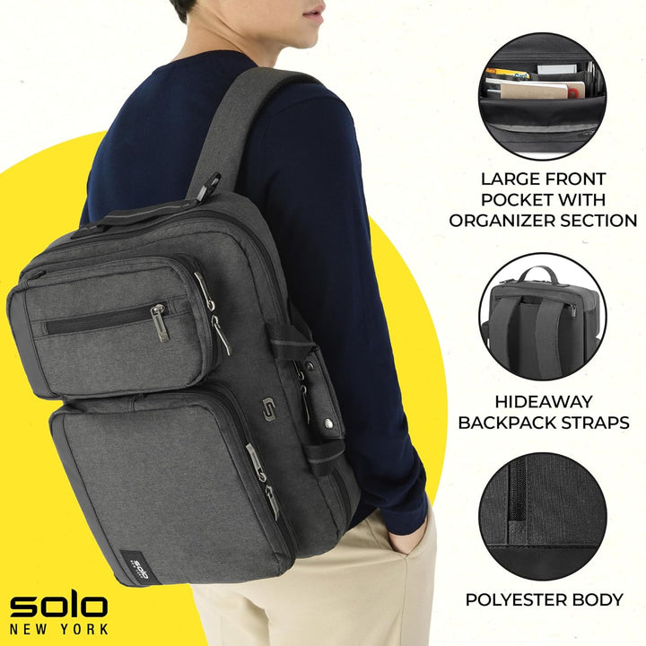 SOLO Duane 15,6 Zoll Laptop Hybrid Aktentasche, umwandelt sich zum Rucksack Grau, Grau