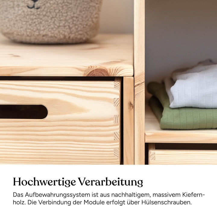 Ehrenkind® Regal für Kinderzimmer – Praktisches Aufbewahrungssystem aus Kiefer für Spielzeug und Ord