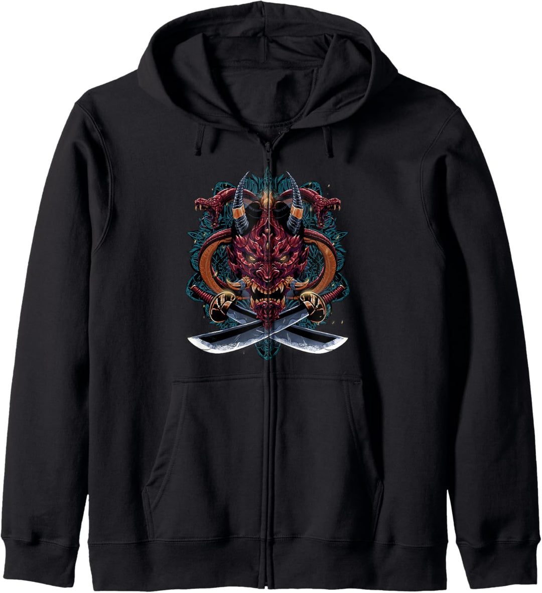 Oni Dämon Teufel Japanische Hannya Maske Kapuzenjacke