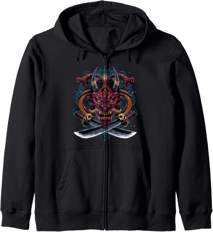Oni Dämon Teufel Japanische Hannya Maske Kapuzenjacke