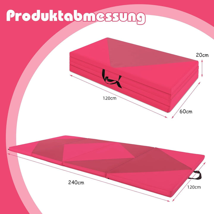 GYMAX Klappbare Turnmatte, tragbare Weichbodenmatte mit 2 Griffen, wasserdichte Gymnastikmatte mit K
