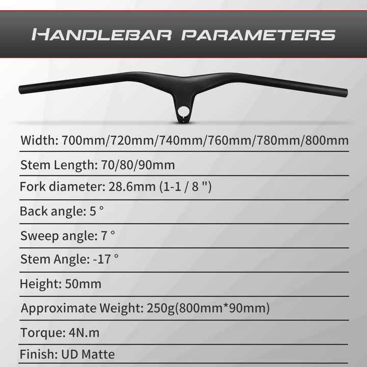 Alfa Pasca mtb lenker carbon 1-1/8" mtb lenker riser carbon Integrierte UD matt 720 * 70mm mountainb