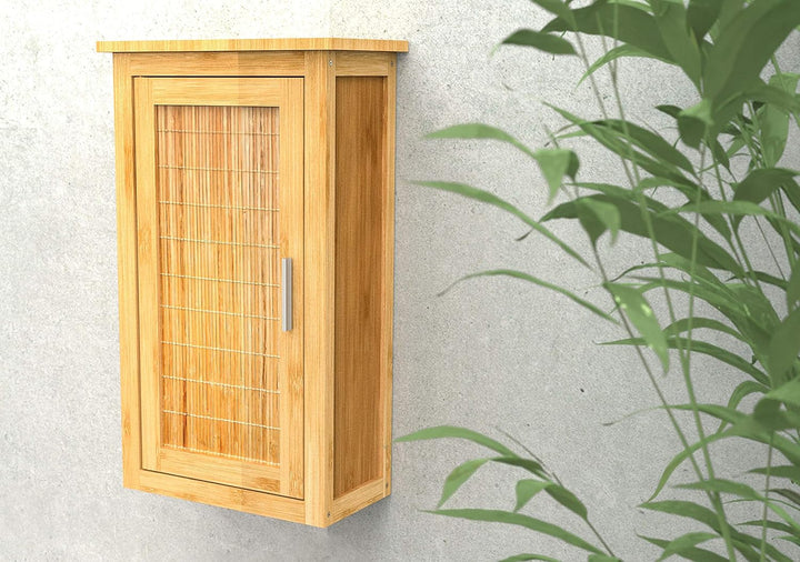 EISL Hängeschrank Bad, Badezimmerschrank schmal für die Wand, nachhaltige Badmöbel Bambus, Wandschra