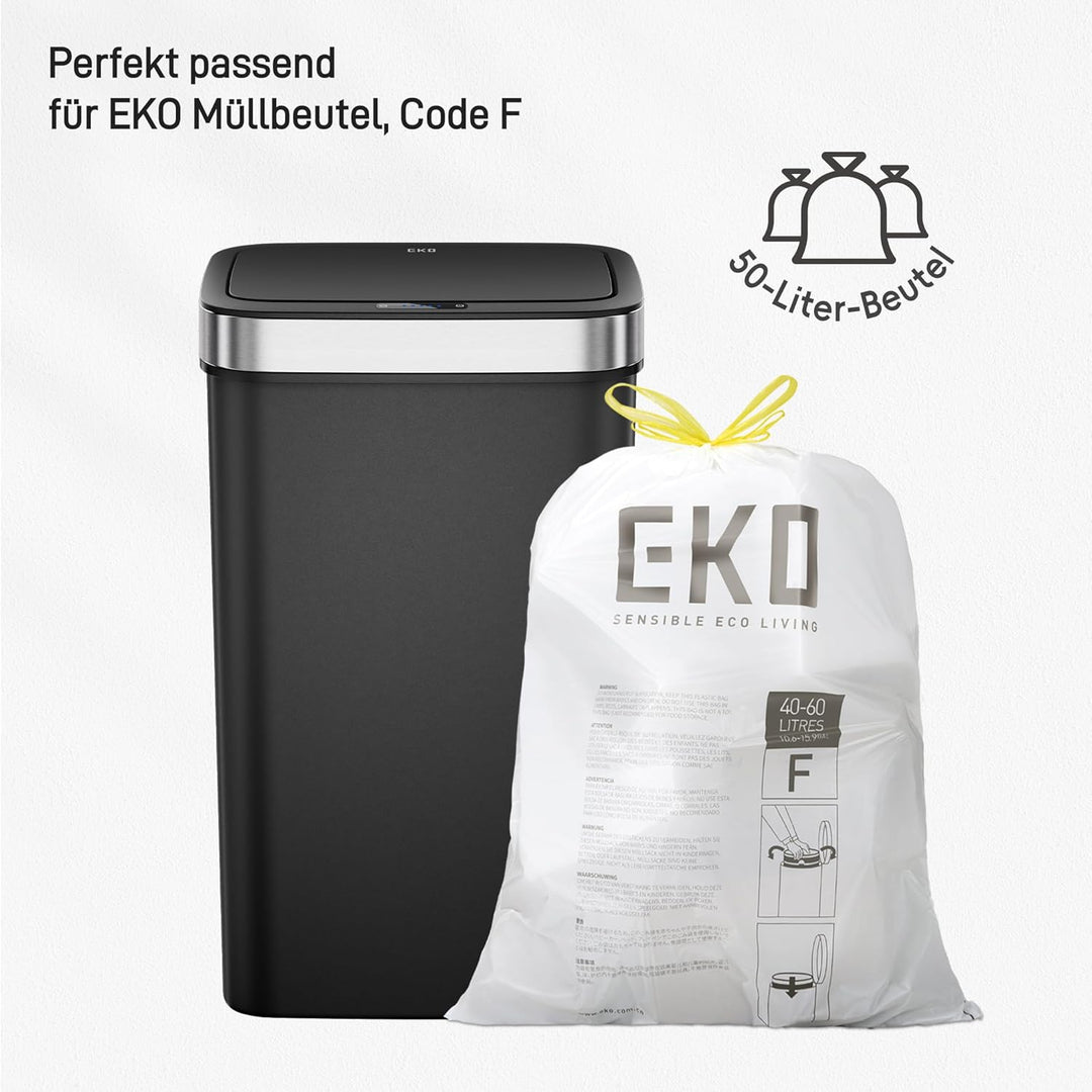 EKO Hana Deluxe 50L Mülleimer mit Sensor, Automatischer Mülleimer Küche, rechteckiger Bewegungssenso