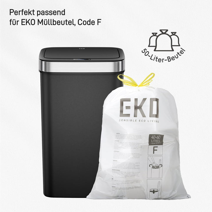 EKO Hana Deluxe 50L Mülleimer mit Sensor, Automatischer Mülleimer Küche, rechteckiger Bewegungssenso