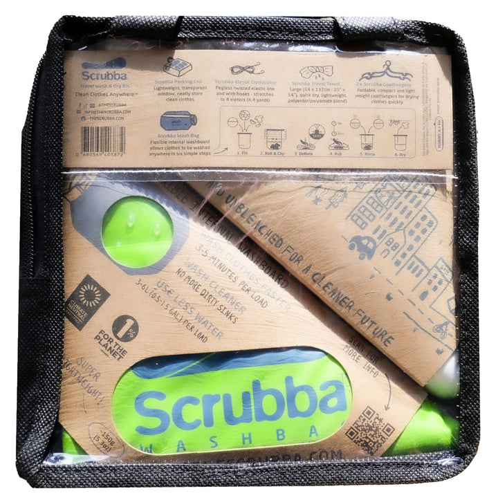 Scrubba Waschbeutel Set 2.0 – Tragbare Reise-Waschmaschine für Hotel und Reisen - Leichter, Kleiner