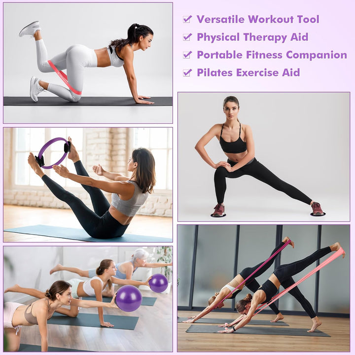 Pilates Ring Set Exercise Equipment with Exercise Bands Resistance Bands Set, Pilates Ball, Sliding