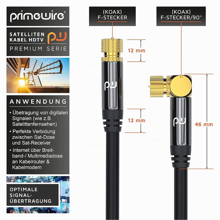 CSL - 20m SAT Kabel 8k 4k HDTV 90 Grad gewinkelt 135dB - Premium SAT Antennen Satellitenkabel F Stec