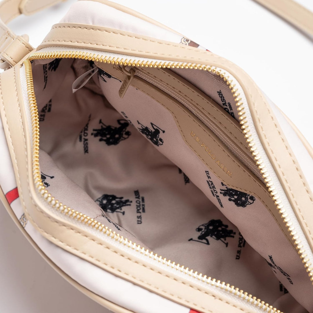 U.S. Polo Assn. - Handtasche Houston Hobo aus Nylon, mit innentasche, für frau Creme-multicolor, Cre
