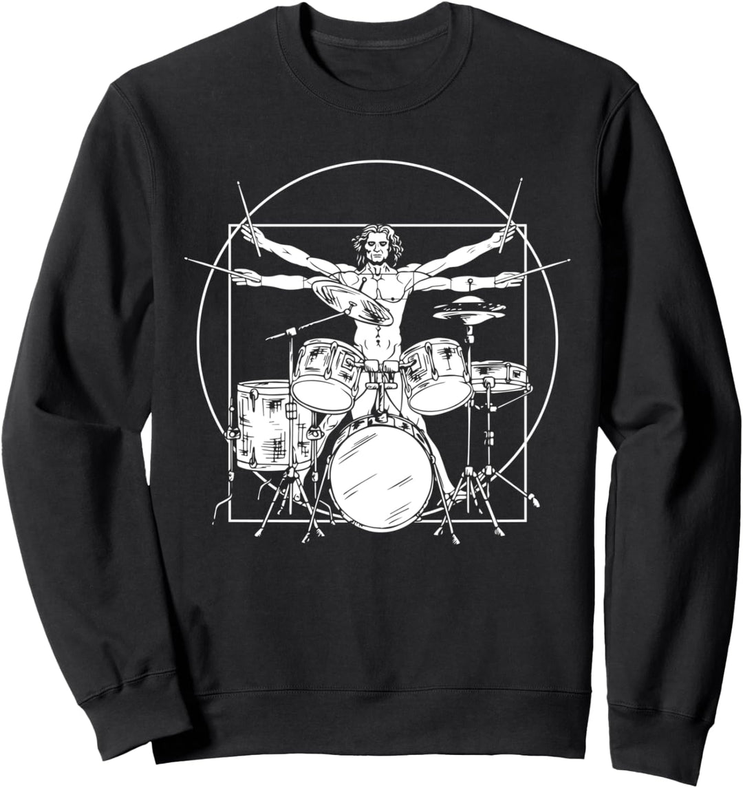 Vitruvian Drummer T-Shirt Da Vinci Schlagzeug Geschenk Sweatshirt
