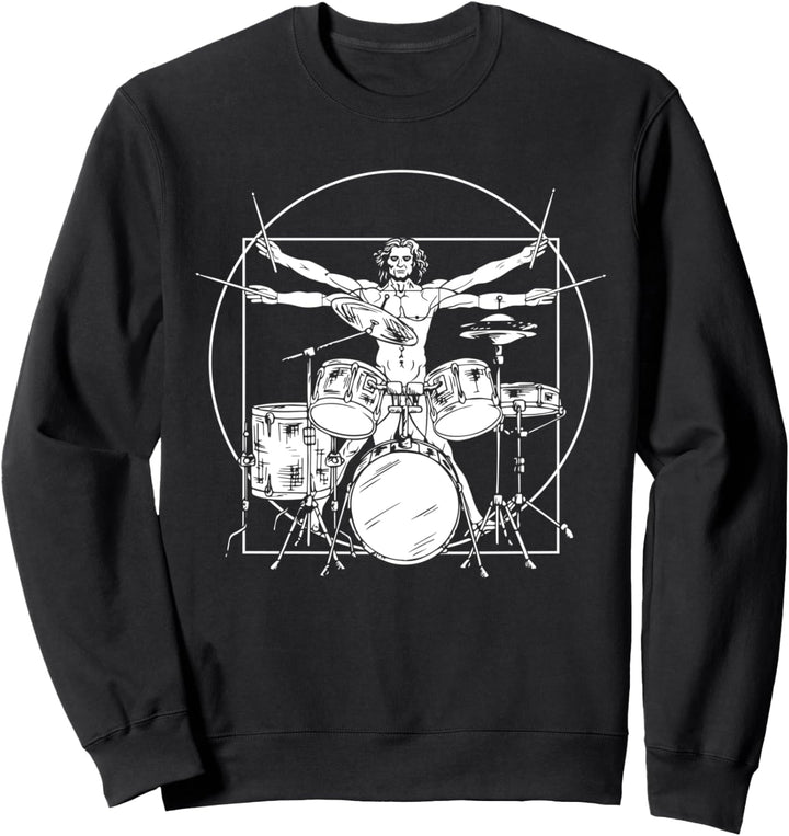 Vitruvian Drummer T-Shirt Da Vinci Schlagzeug Geschenk Sweatshirt