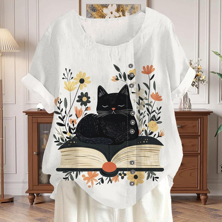 Generisch Latzhose Damen Kurz Baumwolle und Leinen, Knopfleiste, Boho-Blumenmuster, Kurzarm Damen We