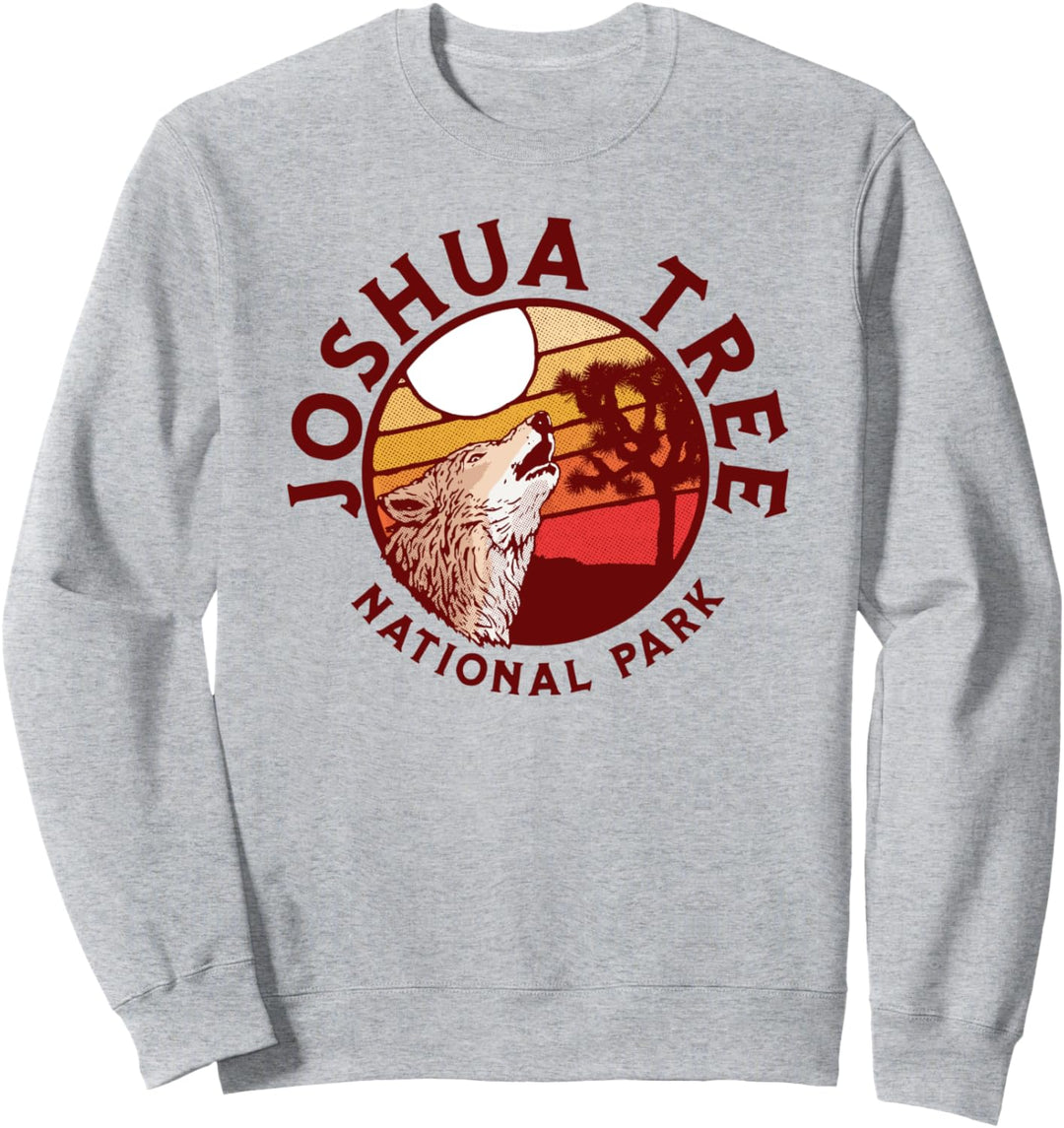 Joshua Tree Coyote Howling Retro Outdoor Graphic Art Sweatshirt