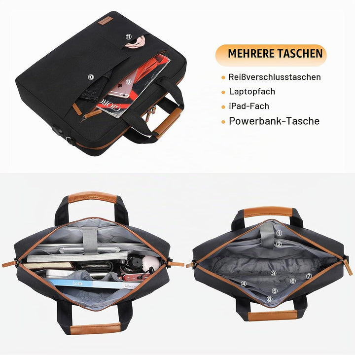 LOVEVOOK Laptoptasche 15.6 Zoll Herren Wasserdichte Laptop Tasche Aktentasche Notebooktasche für Bus