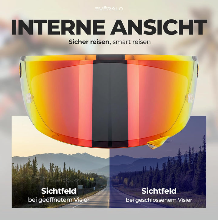 kompatibel mit Visier Hjc RPHA 1 - RPHA 1 V2 CARBON - HJ35 (Rot Chrom), Rot Chrom
