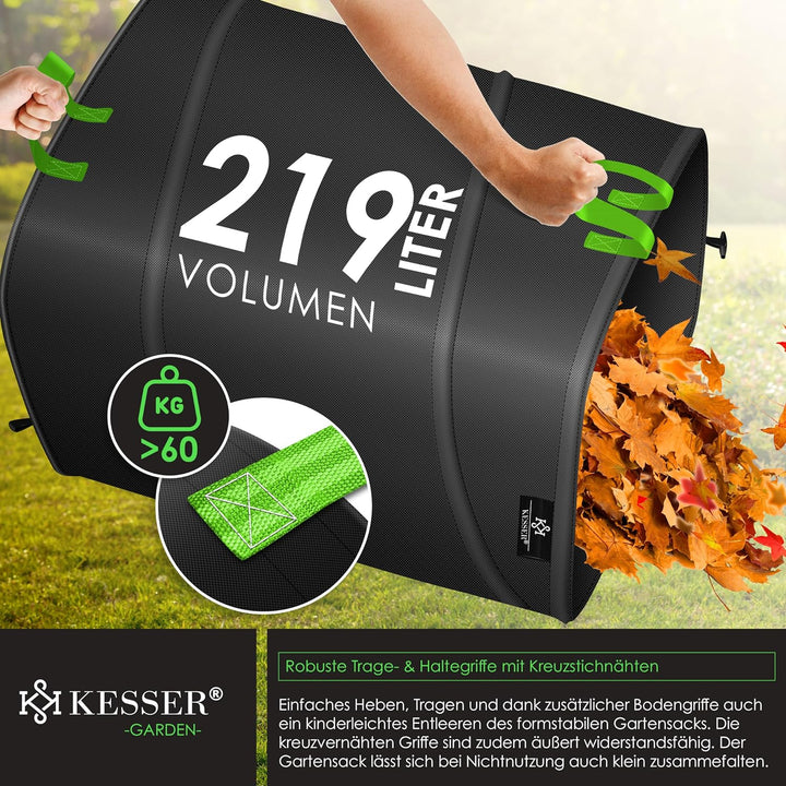KESSER® Pop-Up-Gartensack 4x 219L Set Laubsack Gartenabfallsack inkl. Handschuhe | Selbststehend mit