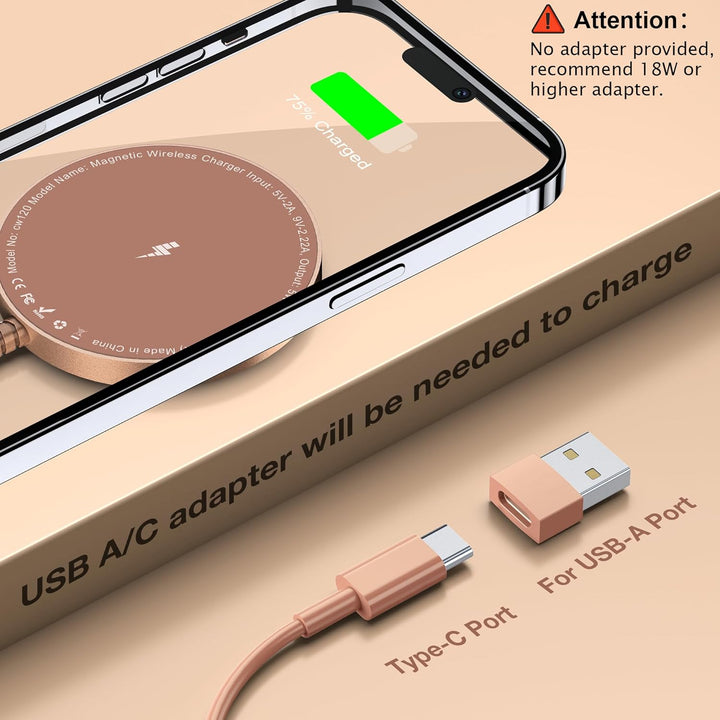 Mag-Safe Ladegerät für iPhone Ladestation: Magnet Wireless Charger Induktive Kabelloses Ladepad Komp