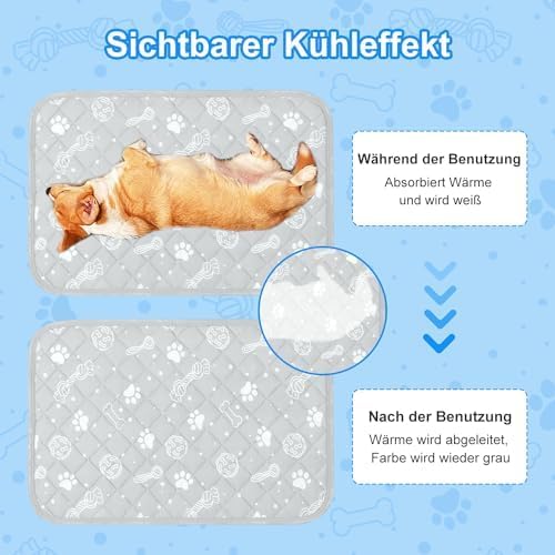 MH MYLUNE HOME Kühlmatte für Hunde Katze Thermochrome Hundekühlmatte Selbstkühlend rutschfest Wasser