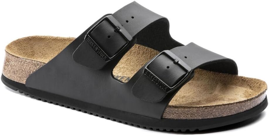 BIRKENSTOCK Arizona Birko-Flor, Unisex-Erwachsene Pantoletten 35 EU Schwarz, 35 EU Schwarz