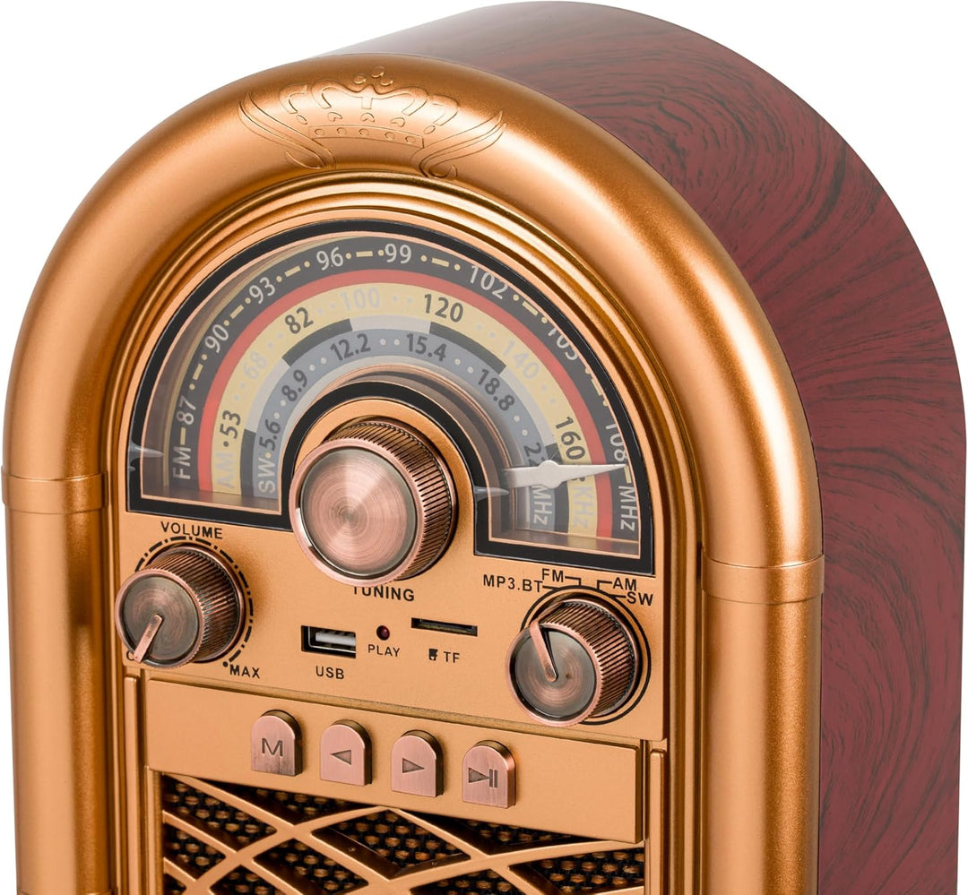 Retropolis New Orleans – Retro Radio mit Bluetooth 5.0, Tragbares Radio FM/AM/SW, 1200mAh Akku, USB/