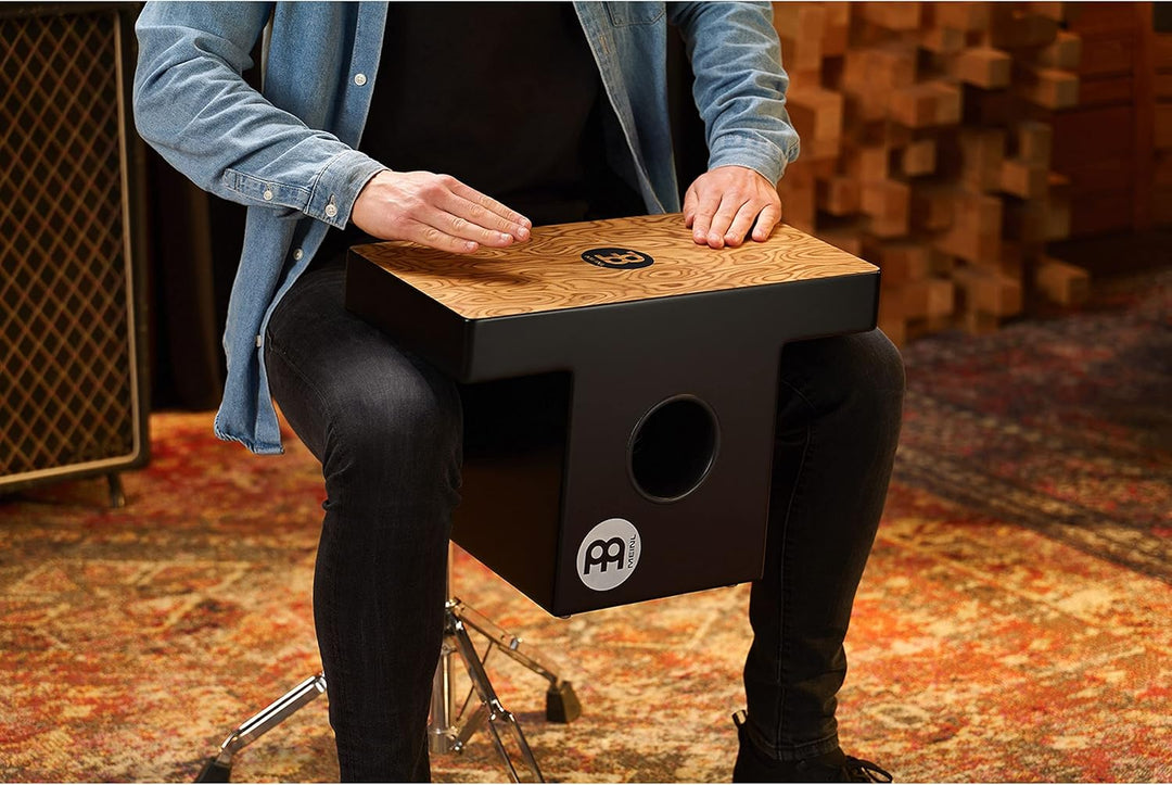 Meinl Percussion Slaptop Cajon Instrument - rückenschonende Trommelkiste mit Snare - Makah-Burl Schl
