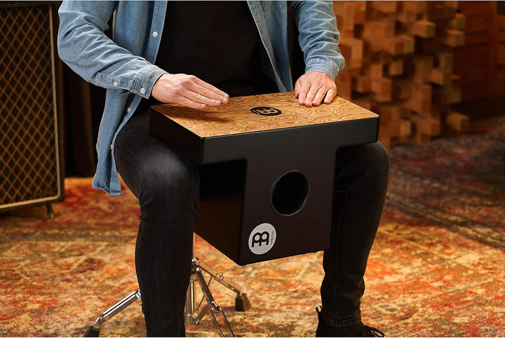 Meinl Percussion Slaptop Cajon Instrument - rückenschonende Trommelkiste mit Snare - Makah-Burl Schl