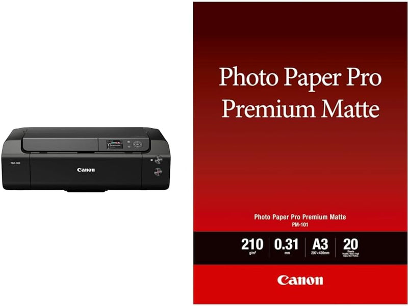 Canon imagePROGRAF PRO-300 A3+ Drucker Farbtintenstrahldrucker Fotodrucker, schwarz & Fotopapier PM-