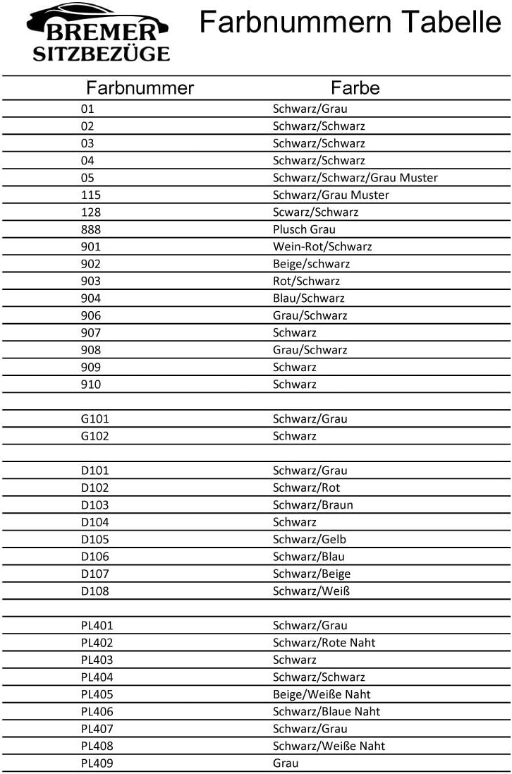 BREMER SITZBEZÜGE Mass Piloten Auto Schonbezüge kompatibel mit Mercedes C-Klasse W205 S205 Fahrer &