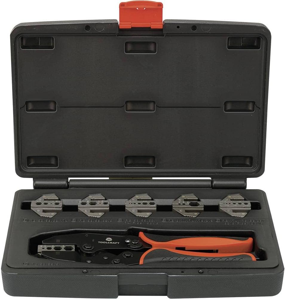 TOOLCRAFT PZ-505 818645 Crimpzange 7teilig Koaxial-Steckverbinder BNC, TNC, LWL-Stecker RG6, RG8, RG