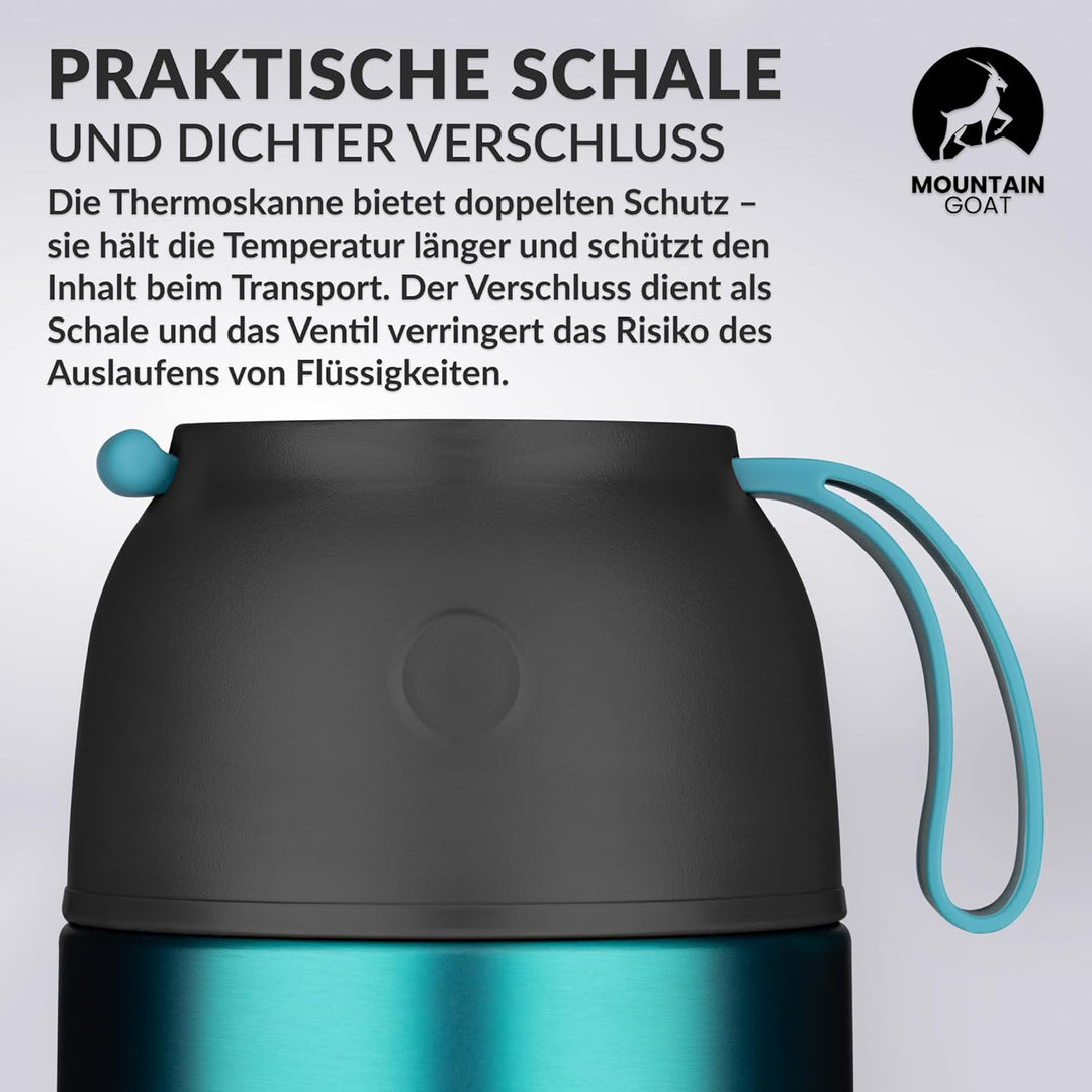MOUNTAIN GOAT Thermobehälter für Essen 720ml, Speisegefäss mit Klapplöffel aus Edelstahl, Warmhalteb