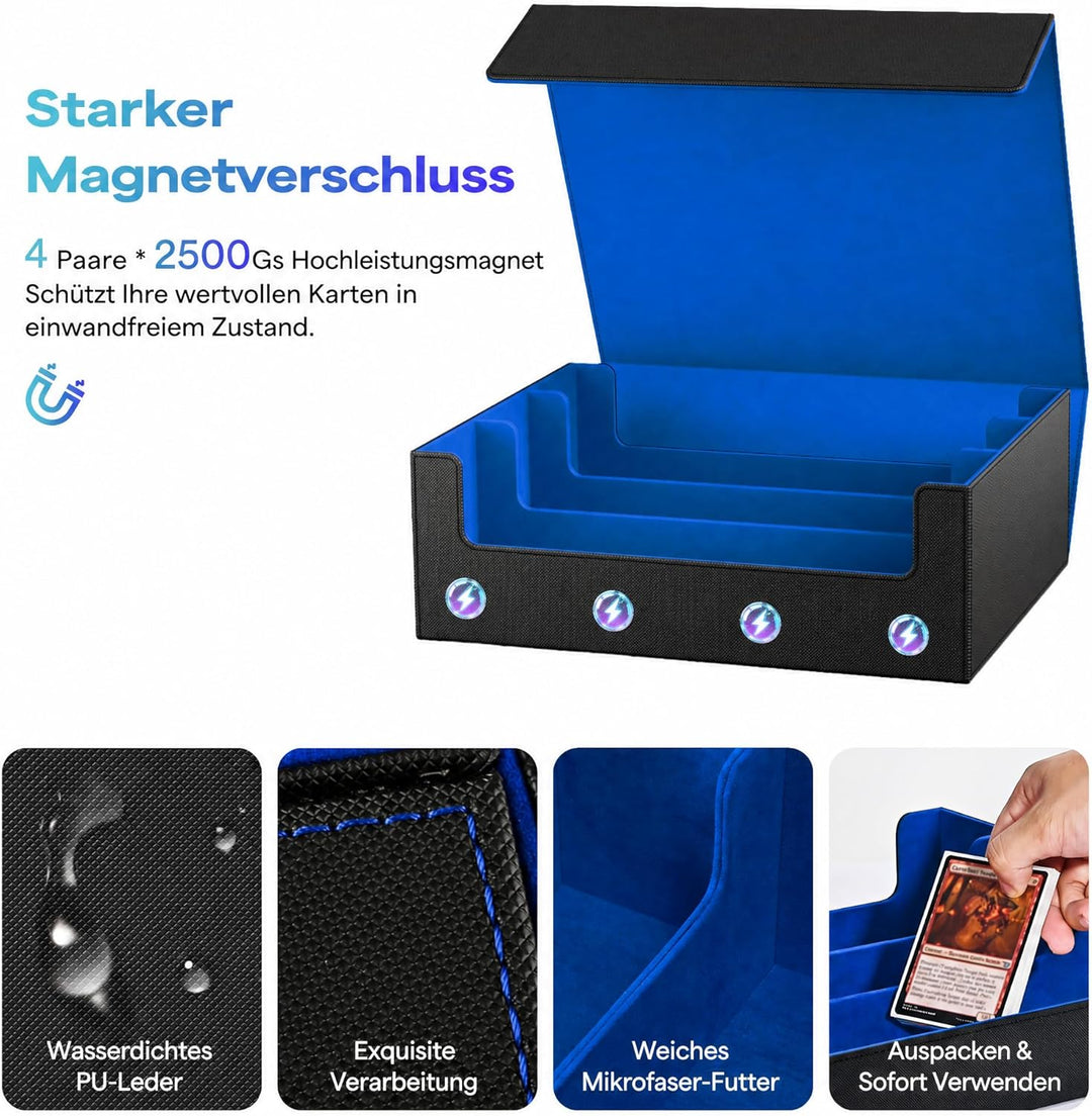 UAONO Sammelkarten-Aufbewahrungsboxen für 1800+ Karten, Premium Magnetic Deck Boxen, Leather Deck Ca