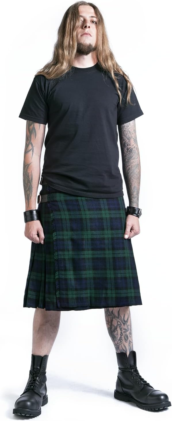 Black Premium by EMP Herren grün-blaues Kult Tartan Kilt grössenverstellbar L Grün/Blau, L Grün/Blau