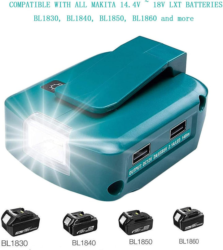 ADP05 Stromquelle für Makita 18V Lithium-Ionen Akku, YEX-BUR USB Telefonladeadapter Konverter mit Zw