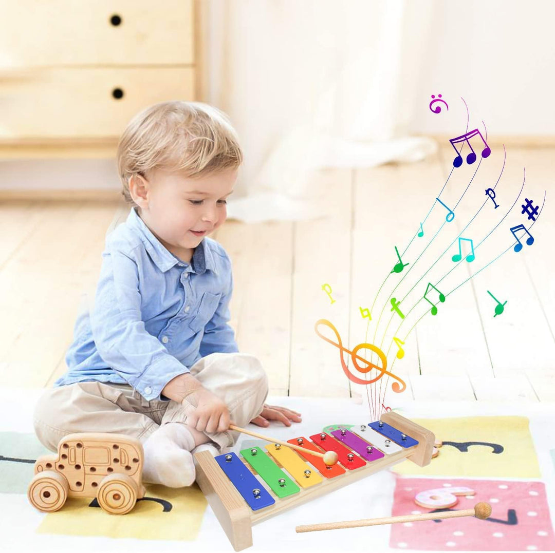 Xylophon Glockenspiel Holz Musikinstrumente für Erwachsene Kinder Mit 2 Glockenspiel Schlägel Bunt X