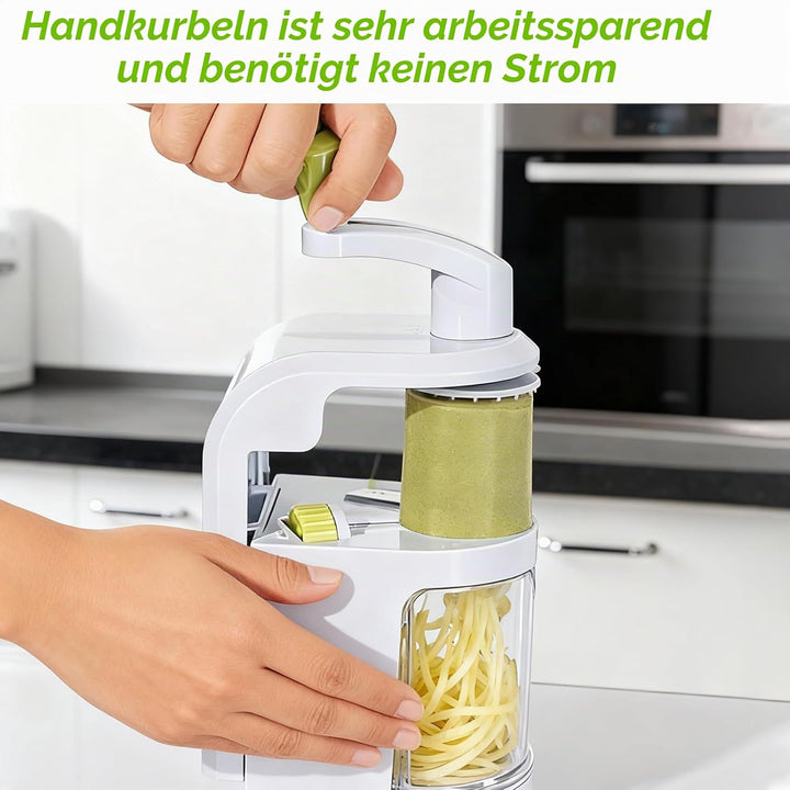 Spiralschneider Gemüse, 4 in 1 Zucchini Spaghetti Schneider mit Auffangbehälter, BPA-frei, Zucchini