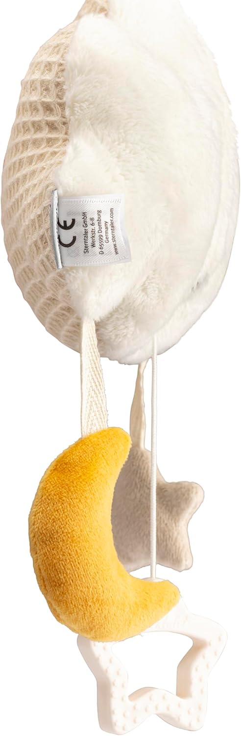 Spieluhr gross Wolke Ecru zum Anbinden, Baby Einschlafhilfe mit integriertem Spielwerk zum Aufziehen