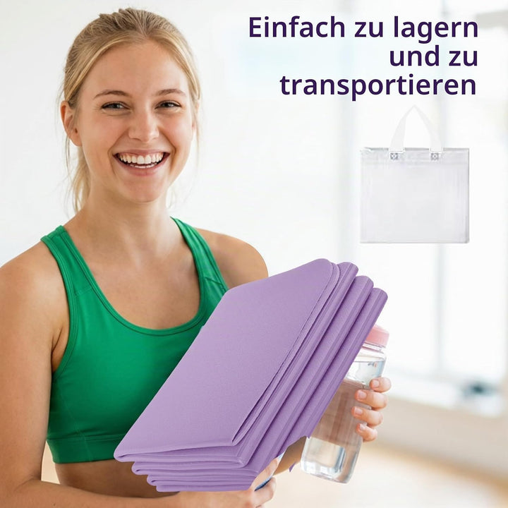 Klappbare Yogamatte, Faltbare Yogamatte Reise Leicht 183 x61x0.4 cm, Rutschfest Tragbare Fitnessmatt