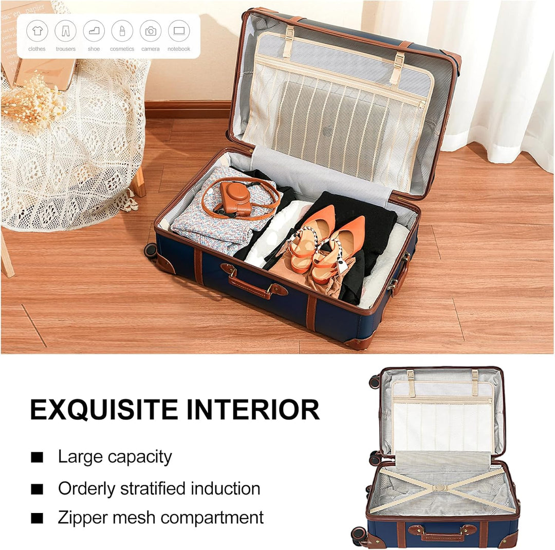 Urecity Vintage Reisekoffer Set 4 Teilig Leicht Retro Lederkoffer Hartschale Trolley Handgepäck Sets