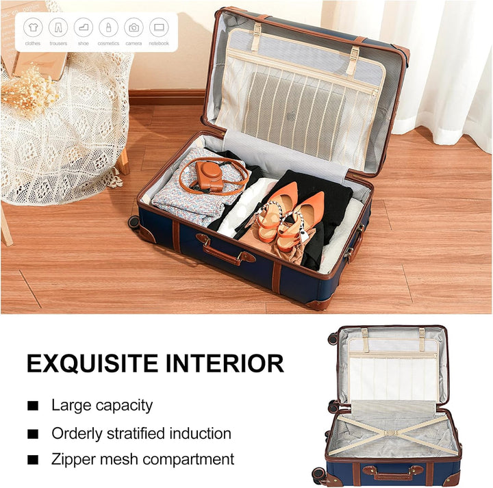 Urecity Vintage Reisekoffer Set 4 Teilig Leicht Retro Lederkoffer Hartschale Trolley Handgepäck Sets