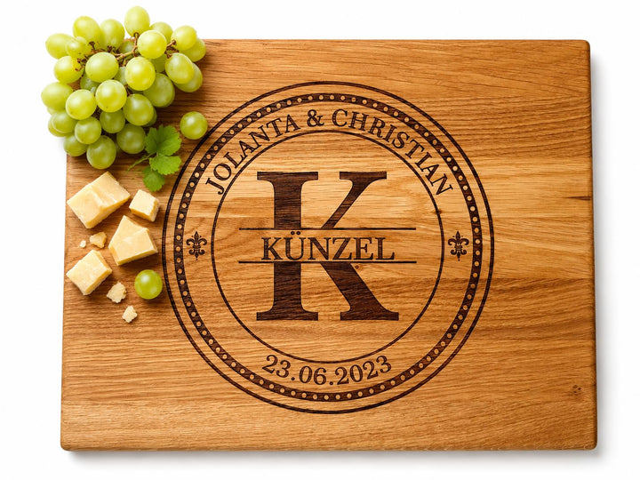 Personalisiertes Schneidebrett mit Monogramm | Handgefertigt Schneidebrett | Frühstücksbrettchen mit