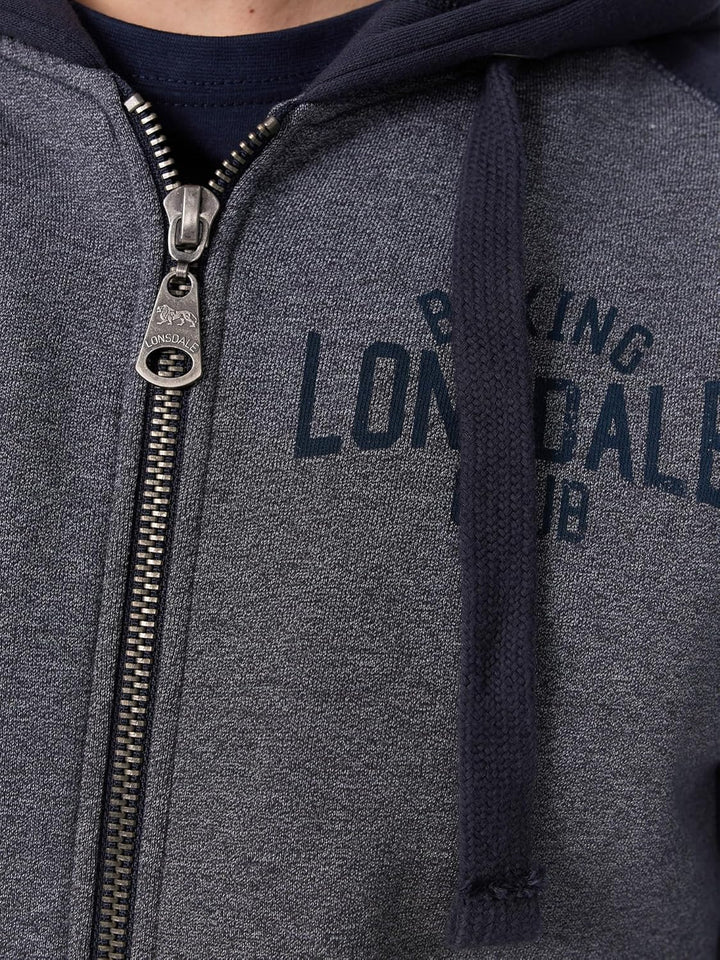Lonsdale London Slough Männer Kapuzenjacke blau meliert Streetwear M Blau Meliert, M Blau Meliert