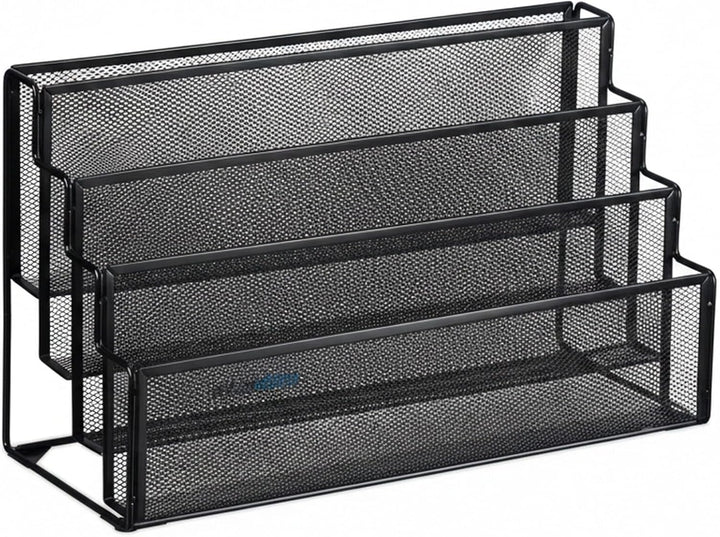 Relaxdays Zeitschriftenhalter Metall, 4 Fächer, Dokumentenablage Büro, HBT: 26x45x18 cm, Magazinhalt