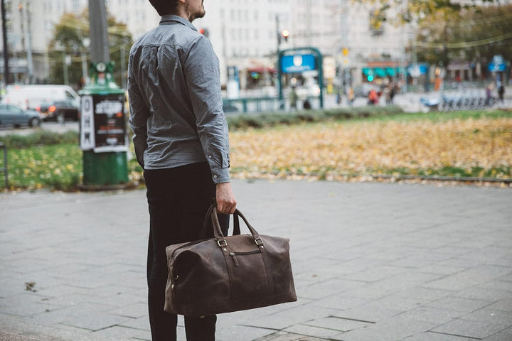 Gusti Reisetasche Leder - Ruben Damen und Herren Reisetasche Sporttasche Handgepäck Umhängetasche Le