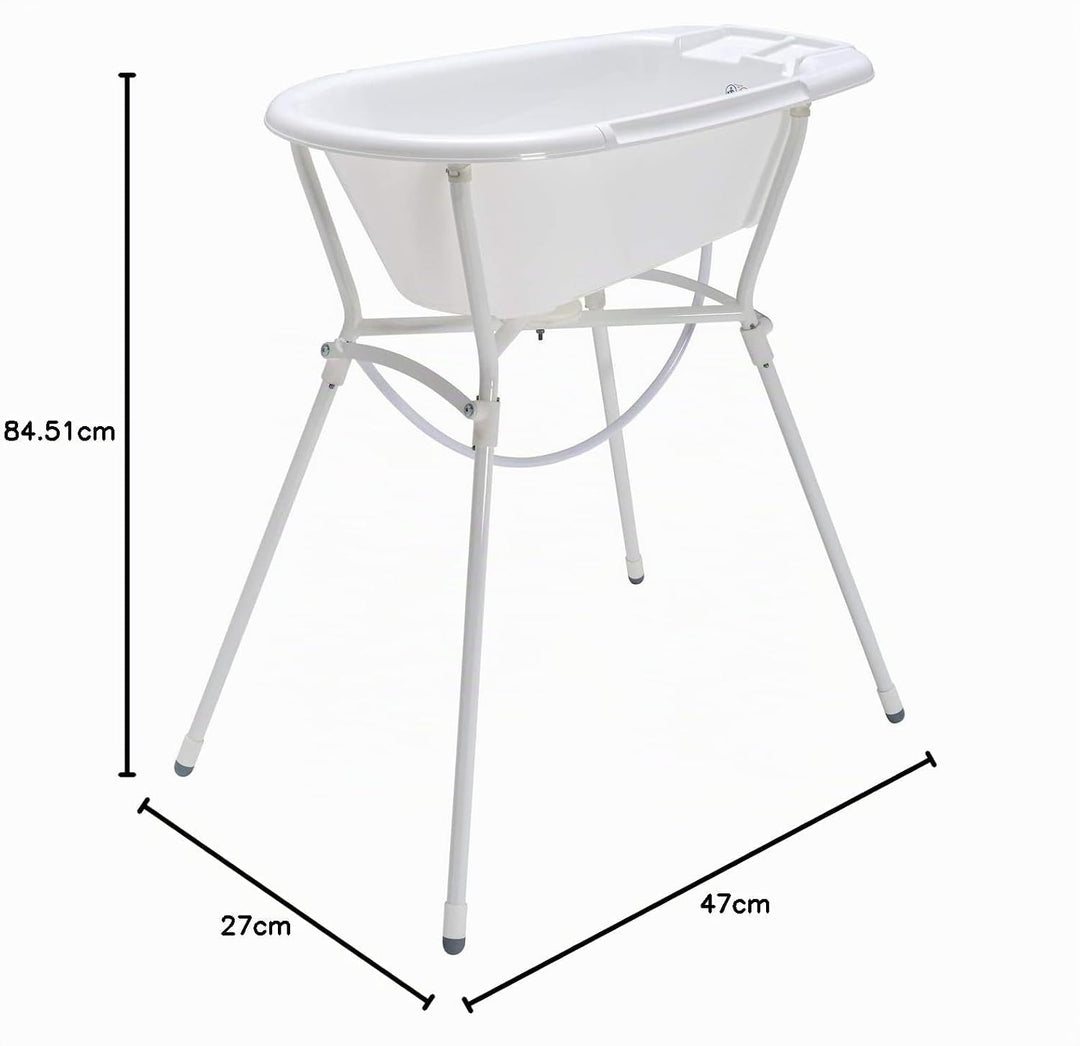 Rotho Babydesign Bella Bambina Badewanne - Stilvolle Weisse Babybadewanne für Kinder - Geräumige und