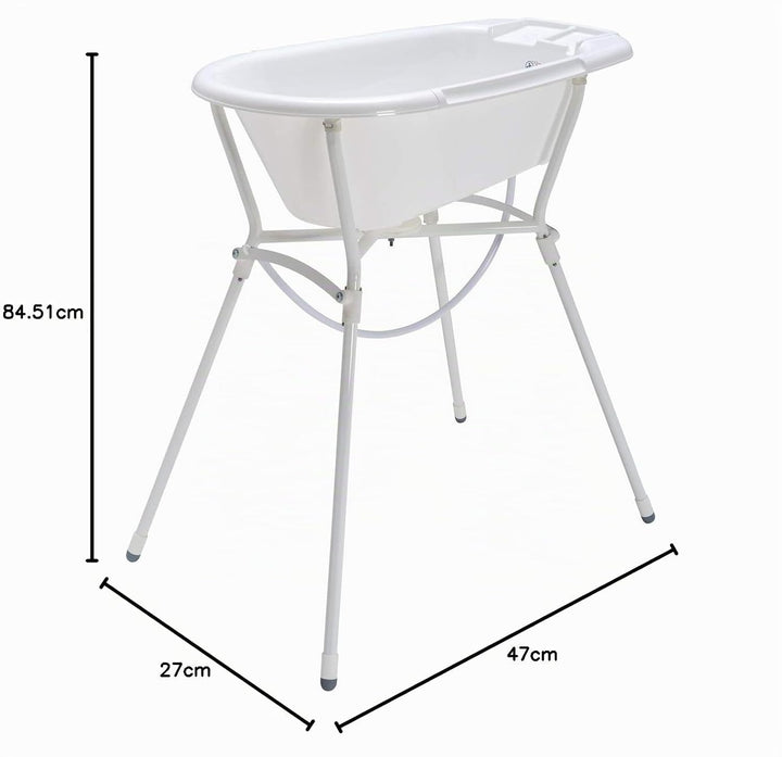 Rotho Babydesign Bella Bambina Badewanne - Stilvolle Weisse Babybadewanne für Kinder - Geräumige und