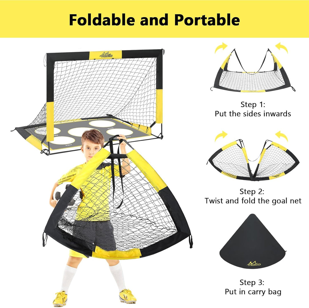 MoKo Fussballtore für den Garten, 150×120 cm Grosses Pop-up-Tornetz mit Zieltafel, Tragbare Fussball
