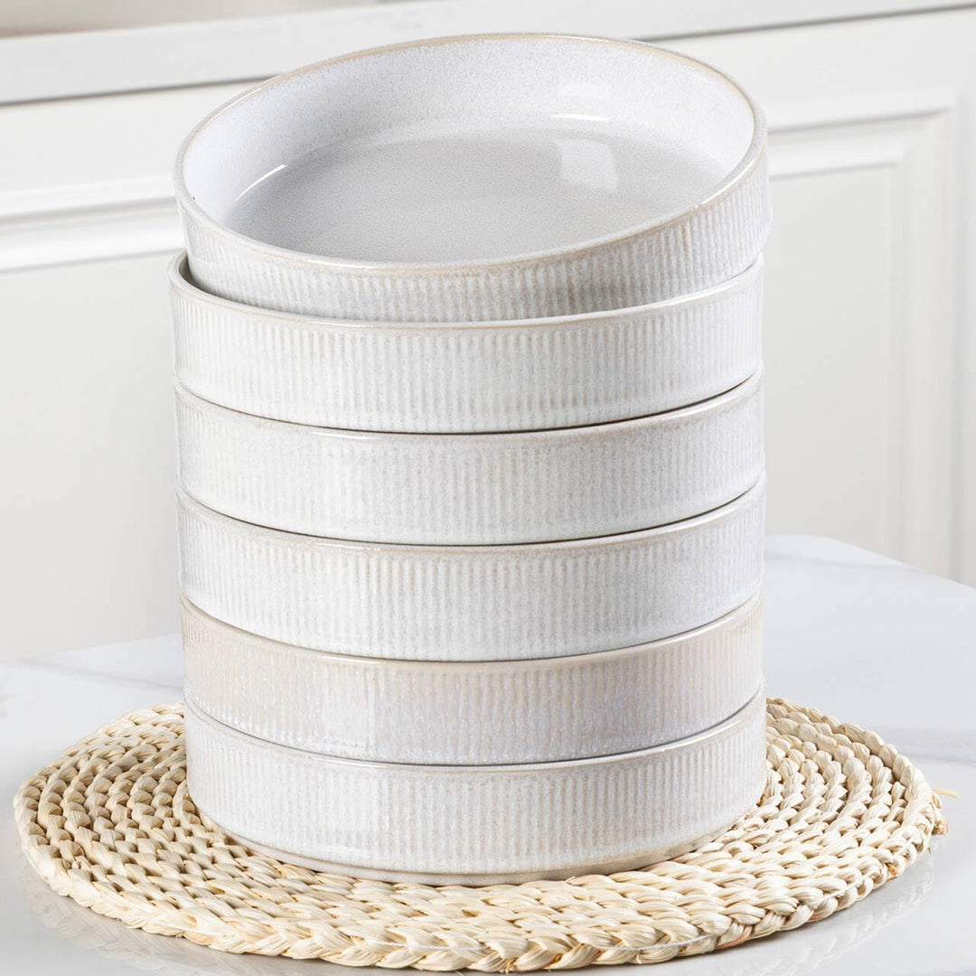 GBhome Steingut Suppenteller 19cm, Tiefe Teller Set Für 6 Pers. Kratzfeste Pasta Teller Tief Gross F