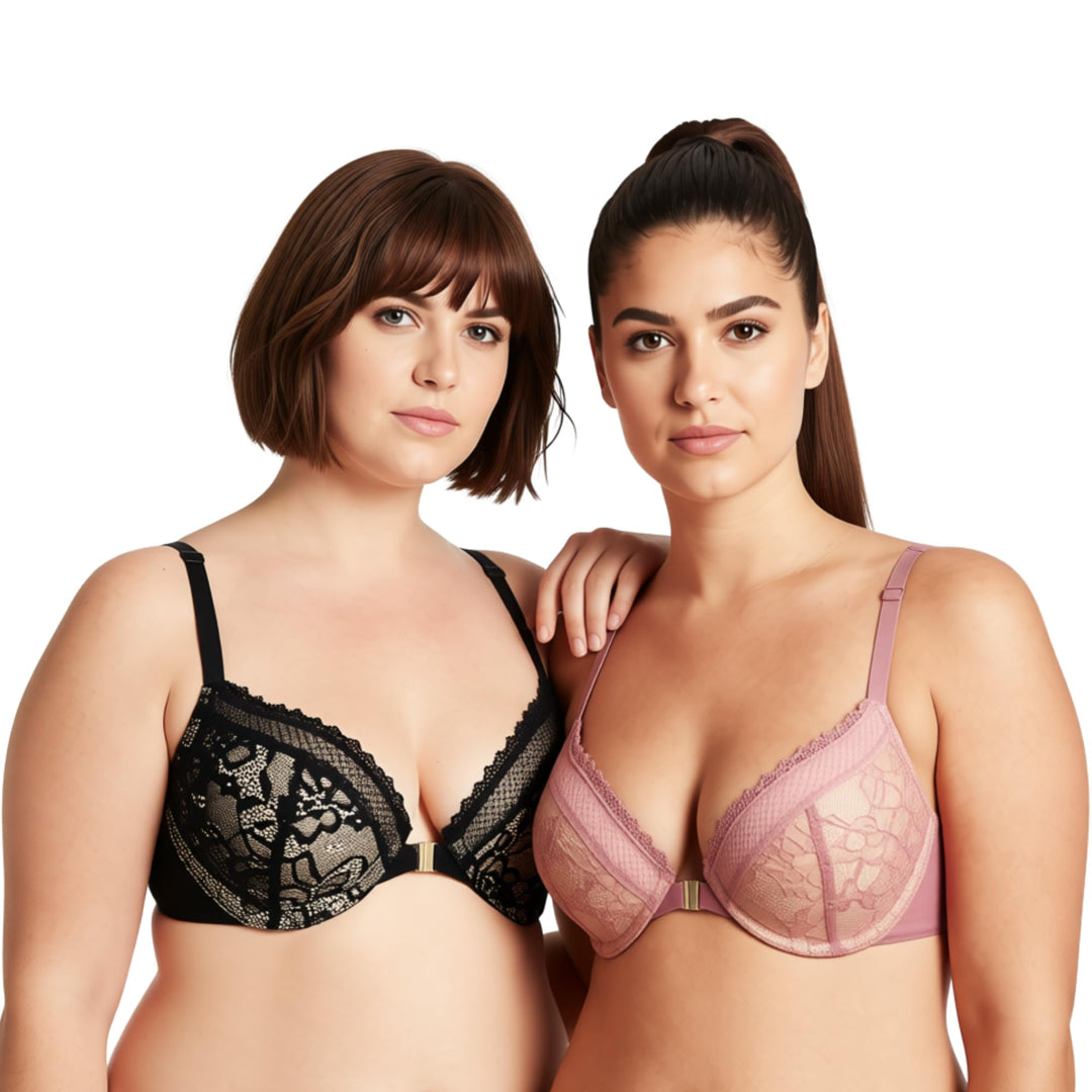 Curve Muse Damen Übergrösse Bügel Hochdrücken 1 Tasse hinzufügen Bügel Perfekte Form Spitzen-BHS 70B