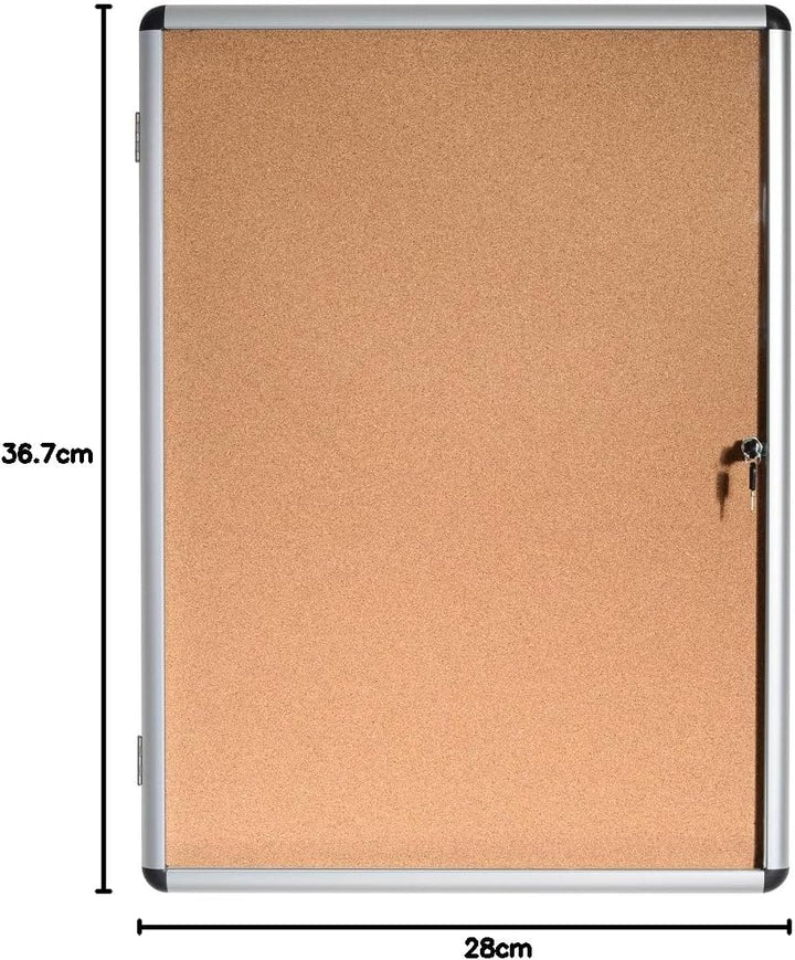 Bi-Office Schaukasten Vitrine"Enclore", Kork, geeignet für 1 x DIN A4, silberner Aluminiumrahmen, ab